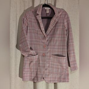 Plaid Aesthetic Pink Women's Blazer